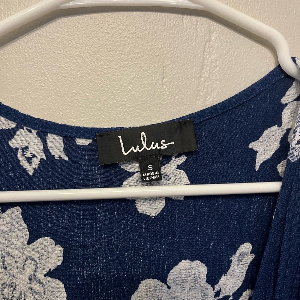 Lulus Heart Of Marigold Navy Blue Floral Print Wrap Maxi Dress - Size Small - Picture 6 of 6